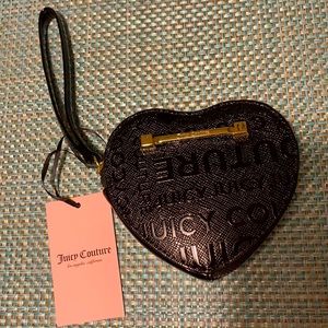 Brand NEW Juicy Couture Black Patent Heart coin Purse/wristlet